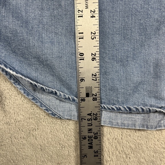 Aerie Anytime Fave Denim Shirt Women S Blue Long Sleeve Laganlook Oversize Baggy - Picture 7 of 7